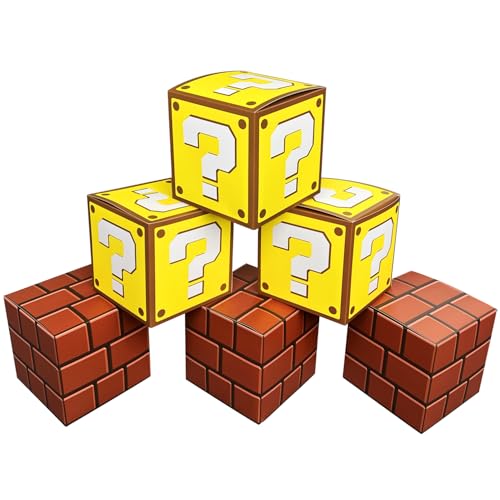 Image of 6 Pcs Question and Brick Party Boxes for Gaming Birthday Decorations
