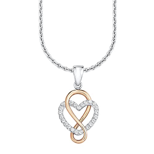 s.Oliver Kette mit Herz Anhänger für Damen, Zirkonia und 925er Sterling Silber, Teil-rhodiniert – Ansicht 1