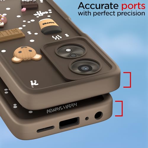 Image of Pikkme Back Cover for Oppo A38 4G / Oppo A18 4G | Cute Fun Cartoon 3D Bear Silicone Full Body Protection Bumper Cover (Brown)