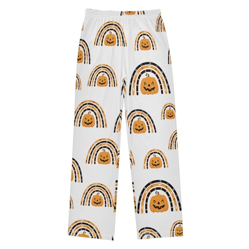 Boys' Pants Halloween Pumpkins and Rainbow Long Bottoms Jogger Pants Elastic Waist Trousers with Pockets S-XL