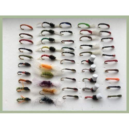 50 Mixed Buzzer Trout fishing flies. Selection as follows in a mixture of sizes