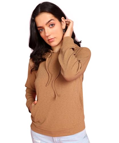 Image of POPWINGS Casual Solid Hooded Pocket Sweatshirt for Women || Women Sweatshirts Casual Wear ||Stylish Western Winter Wear Sweatshirts for Women