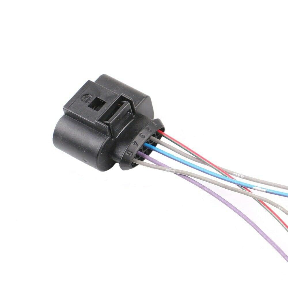 Unifizz Conector de enchufe precableado de 5 pines para VW Audi - Reemplazo para 1J0973705 y 1J0 973 705, adaptador de cableado del sensor MAF del árbol de levas