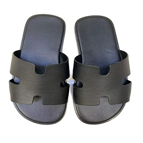 Image of Mengchengying Mens Casual Comfortable Lightweight Fashion Genuine Leather Slip Slide Indoor and Outdoor Open Sandal Anti Slip Cushion Support