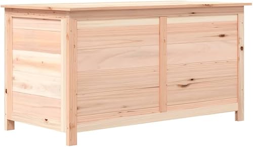 Makastle Contenedor de almacenamiento de madera para exteriores, caja de almacenamiento para todo tipo de clima, contenedor de almacenamiento para
