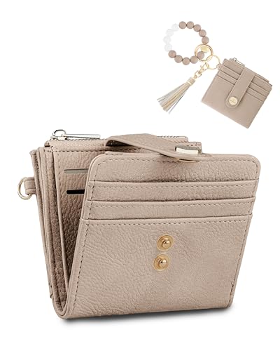 Image of Keychain Wallet Wristlet for Women,RFID Small Wallet | Wallet Wristlet with Zipper Coin Pocket,Vegan Leather Card Wallets for Women, 2 ID Window,Gift