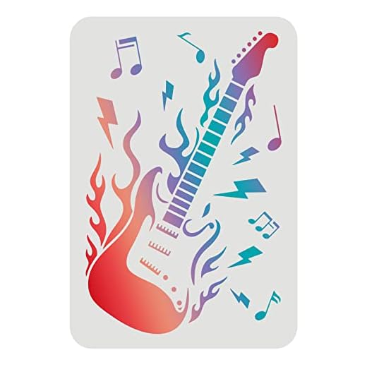 FINGERINSPIRE Plantilla de guitarra de 29,7x21cm plantilla de pintura de patrón de guitarra, plantilla de dibujo de música para pintar sobre madera, azulejos, papel, tela, suelo y pared