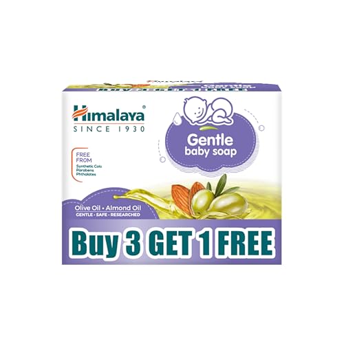 Image of Himalaya Gentle Baby Soap for Newborns | No Post Bath Dryness | B3G1 FREE - 125g | Gentle Cleansing With Phyto-Oil Complex of 100% Natural Oils of Almond & Olive| No. 1 Doctor Recommended Brand