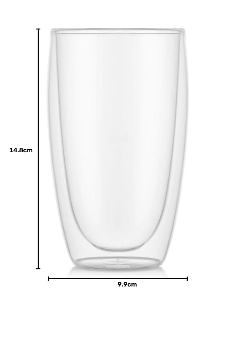 Bodum PAVINA Doppelwandige Gläser 2 Stück – 450ml Kaffeetassen – Thermobecher – Spülmaschinenfest – Mundgeblasenes Borosilikatglas – Ansicht 5