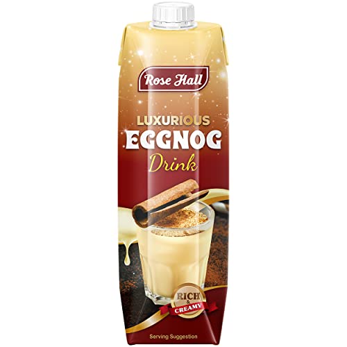 Rose Hall Luxurious Eggnog Drink 1L(34 oz) Rich & Creamy Festive Beverage Made with Fresh Semi-Skimmed Milk & Cream Sweet & Lightly Spiced Flavour Perfect Holiday Drink (Pack of 1)
