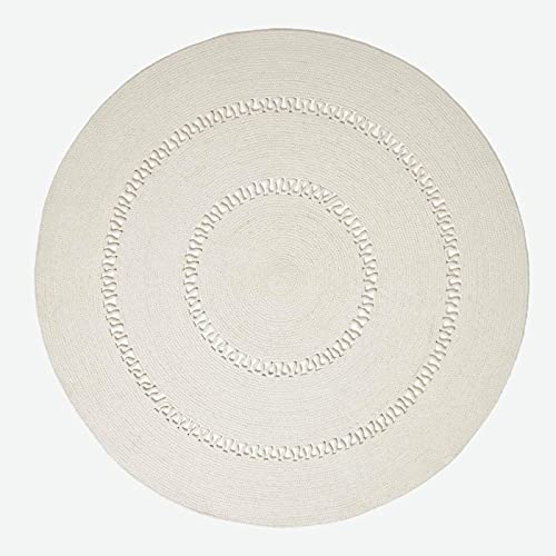 Homescapes Natur-farbener Teppich, rund, 120 cm, gehäkelter Teppich/Vorleger aus Baumwolle im...
