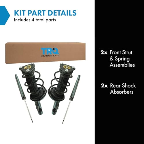Image of TRQ Front and Rear Complete Strut Assembly & Shock Absorber Kit Complete Strut & Coil Spring Assembly Compatible with 2012 Ford Focus