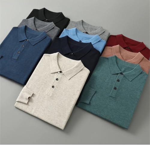 Rfmfkkg Men's Cashmere Sweater Turn-Down Collar Pullover Knitted Casual Loose Warm Soft Jumper2