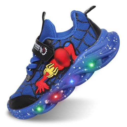 Jasmeko Zapatillas con Luces para Niños, Zapatos Deportivas LED para Niños Pequeños, Zapatillas Deporte Tenis Luz Intermitentes Luminosos (A-Blue,27)