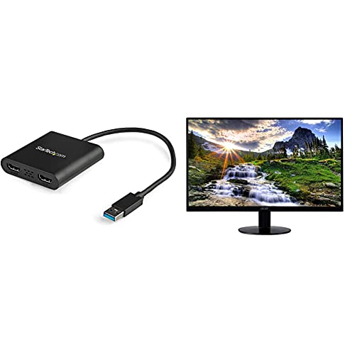 StarTech.com USB 3.0 to Dual HDMI Adapter, External Video & Graphics Card A to HDMI Dual Monitor Display Adapter Black & Acer SB220Q bi 21.5 Inches Full HD (1920 x 1080) IPS Ultra, Black