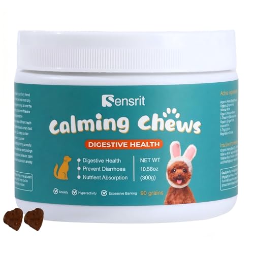 Sensrit Calming Chews for Dogs and Cats - Supports Relaxation with Chamomile and L-Theanine - Soft Chews for Separation, Storms and Fireworks - Gentle Formula, 90 Count
