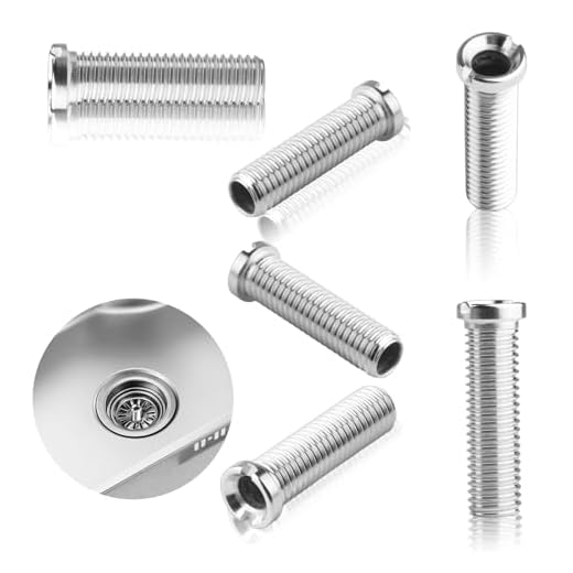 6 Piezas Tornillo Hueco para Válvula de Desagüe 45mm, Tornillos Huecos de Válvula de Fregadero, Tornillos de Colador de Drenaje de Acero Inoxidable M12 para Accesorios Cocina