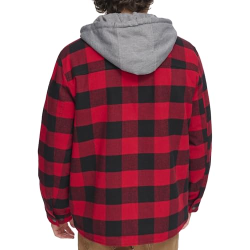 Image of Levi's mens Plaid Sherpa Lined Hooded Shirt Jacket (Regular & Big & Tall Sizes)