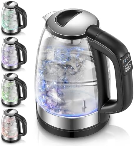 Salter Color Changing Glass Kettle - 1.7L, LED Lighting from Blue to