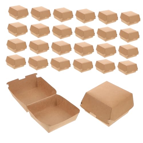 PEPLAYTAL Sandwich Packaging Boxes 30pcs Hamburger Boxes Paper Food-grade Grease Proof for Appetizers Desserts
