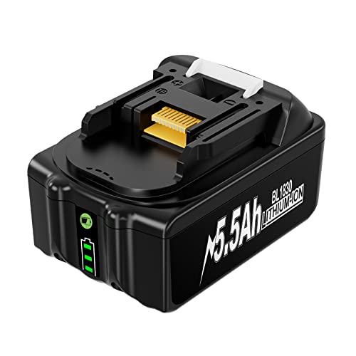 Aimax 5.5Ah 18V Battery for Makita BL1850 Li-Ion Replacement Battery Compatible with Makita BL1830 BL1860 BL1840 BL1835 BL1845 194204-5 LXT-400 18V Cordless Tools
