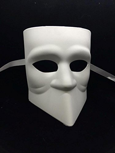 Unpainted Blank Mask, Bauta Mask, Mens Masquerade Mask for Costume Party DIY Mask