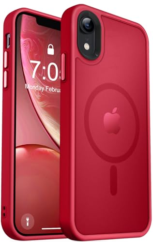 Image of MOCCA Strong Magnetic for iPhone XR Phone Case, [Compatible with Magsafe][Mil-Grade Drop Protection] Slim Thin Translucent Matte Protective Cover Case for iPhone XR Case 6.1'', Red