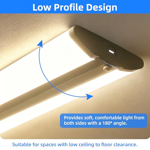 Image of hykolity 4FT 6.4''W LED Wraparound Light with 3 Wattages /3 CCT Selectable | 55W-75W, 3000K-5000K, 5500LM-7500LM, No Glare, Flush Mount Ceiling Light for Office Kitchen, Laundry Room, ETL, 4 Pack