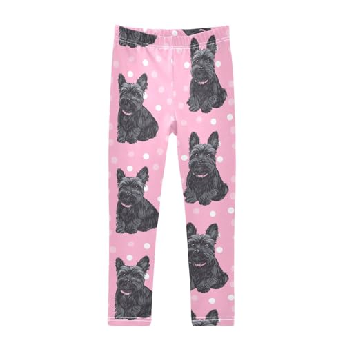 Scottish Terrier Girls Leggings,Workout Leggings for Girls Toddler Athletic Leggings Size for 3-10T