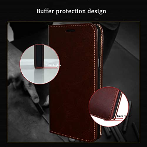YAGELANG Capa carteira para iPhone 14 Pro Max, capa flip de couro genuíno com suporte para cartão, c