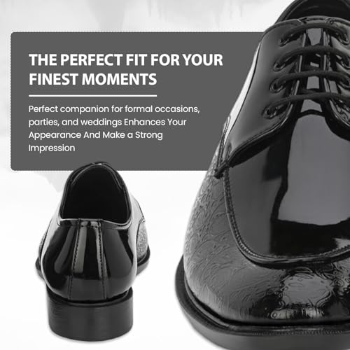 Image of STANPHORD Men Formal Derby Shoes | Textured Patent Leather Lace-Up | Cushioned Insole | Office Business Lightweight Dress Shoes (TPAL 7222)