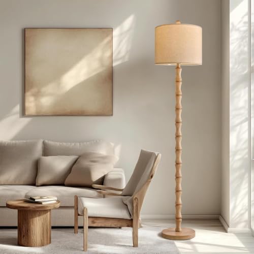 Image of BOBOMOMO 62 inch Farmhouse Floor Lamp for Living Room, Retro Corner Floor Lamp Rotary Switch, Rustic Standing Lamp for Bedroom, Corner, Nursery, Dining Room, Bedroom, House