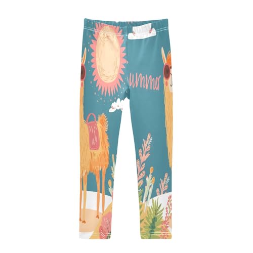 Bolaz Toddler Girls Leggings Printed Yoga Pants Leggings Cute Yellow Llama for Kids