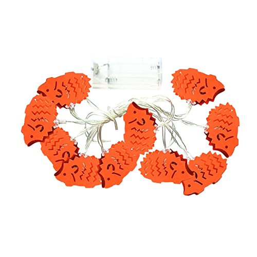 Cadena de luces para Acción de Gracias, hoja de erizo, ardilla, Navidad, otoño, decoración, luz, USB, decoración del hogar, transformador de cadena de luces (D, talla única)