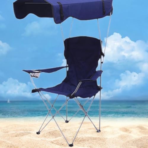 Chaise de camping pliable avec canopée pour se protéger du soleil - 6