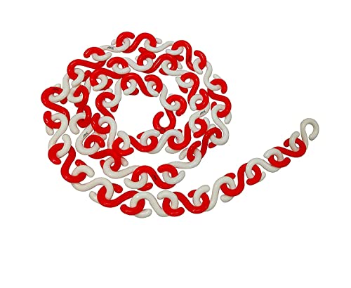 WTH"S" Hook Plastic Barrier Safety Cone Chain (Red and White, 10 meter