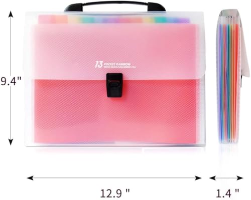 Image of Expandable A4 File Folder Organizer | Document Storage Bag with Multiple Pockets | Durable Multicolour Case for Office, School, Bank, Hospital & Home Use (13 Pocket Rainbow File)