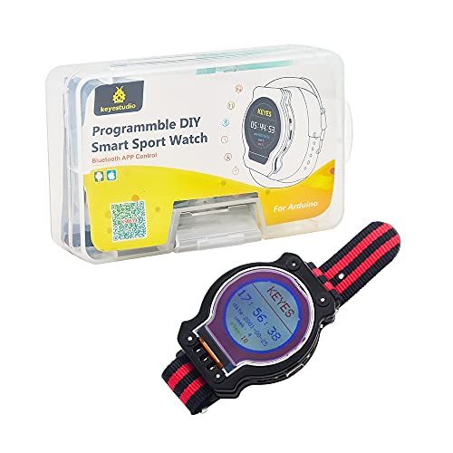 KEYESTUDIO Smart Watch Kit TFT LCD Dispaly Wearable for Arduino ATmega32u4, with Wristband, BLE APP, Stopwatch Timing|Step Counts|Sleep Alarm Funtions