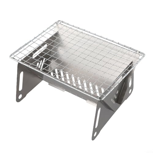 Shophubio Estufa de camping portátil para uso en exteriores, parrilla plegable compacta con diseño ligero, estufa de carbón de acero inoxidable para mochileros y