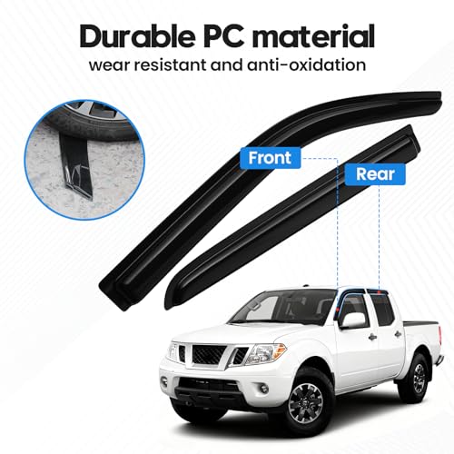 Image of Frontier Rain Guards - Window Visors for Nissan Frontier Crew Cab 2022-2025 2026, Out-Channel Side Window Rain Guards for Frontier Accessories, 4PCS, Black, Car Accessories
