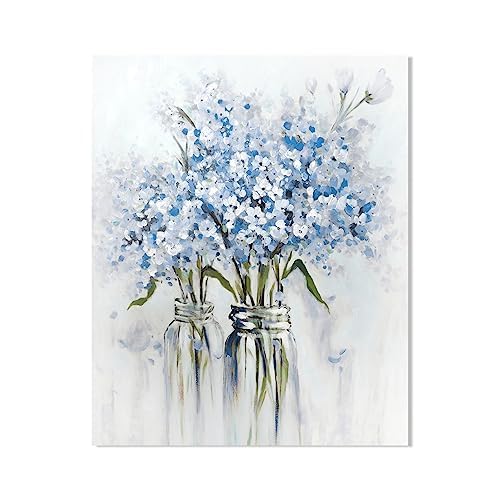 YPY Abstract Bouquet Canvas Wall Art: Blue Flower 24x30