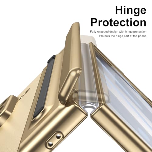 Coque de téléphone compatible avec Samsung Galaxy Z Fold 7 dorée rigide - 6