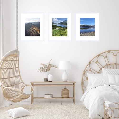 Image of JCJMY 16x20 Picture Frame with 11x14 Mat, Display Photo 11x14 with Mat or 16 x 20 Without Mat, Wall Hanging Large 16 by 20 Poster Frame with Plexiglass, White
