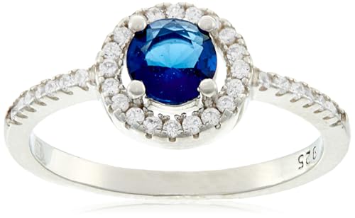 Bague luxury silver avec zircon bleu taille 52 mm anneau argenté pour femme