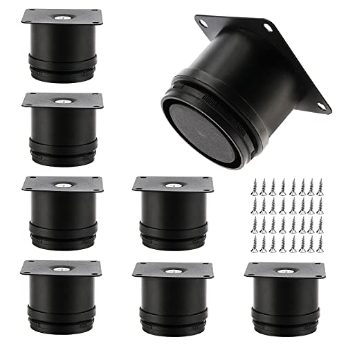 MUKCHAP 8 PCS 50mm Black Adjustable Furniture Legs, 2 Inch Adjustable Metal Cabinet Feet with Screws for Nightstand