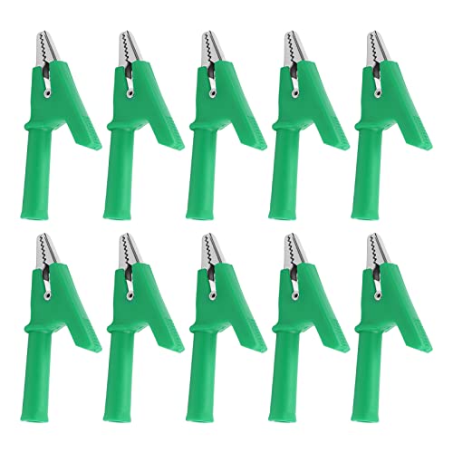 Testing Clamp, 4Mm Socket Crocodile Cable Clip Firm Connection 10Pcs Pvc Brass For Battery(Green) #TOP21