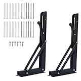HUSZZM 2 Stück Klappkonsole Schwerlast 300mm Tisch Klappschanier Regalträger Klappbar Schwarz Klappregalhalterungen für Tischplatten Klapptisch Platzsparend Tragkraft: 50kg