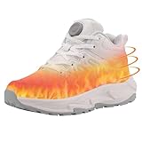 Heated Sneakers for Women Men - Rechargeable Electric Heated Shoes with 3 Heating Levels, Waterproof Upper, Non-Slip Rubber Sole, Winter Warmth Footwear for Hiking Outdoor Activities (White, Adult, Men, 3.5, Numeric, US Footwear Size System, Medium)