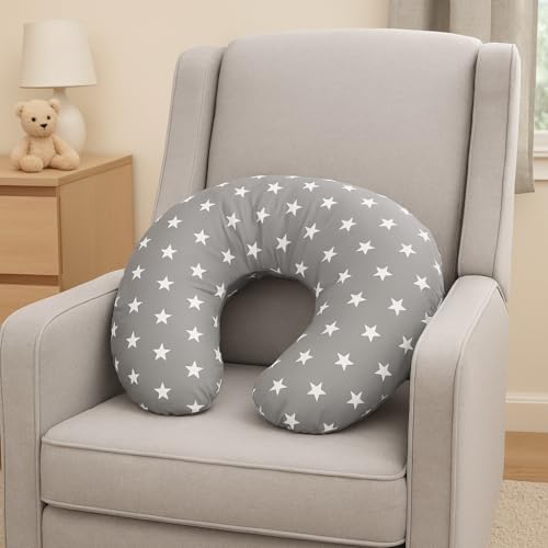 For Your Little One Breast Feeding Maternity Nursing Pillow Support | Mother & Baby Awards 2022 Shortlisted (Grey With White Stars)