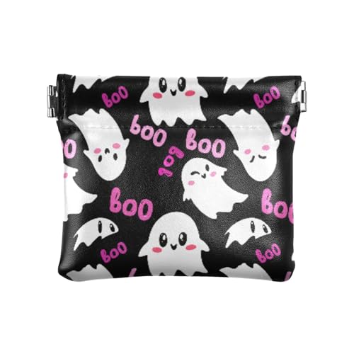 Blush Ghosts Coin Purse Leather Pouch Change Purse, Squeeze Coin Pouch for Cards, Keys & Lipsticks, Unisex